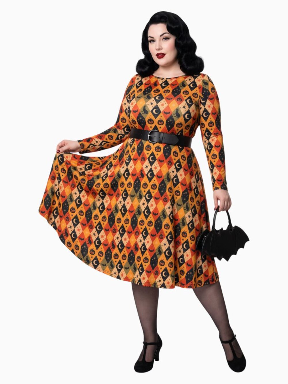 1950s Halloween Pinup Swing Dress with Pockets | Plus Size
